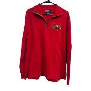 Vintage Polo Ralph Lauren Red Half Zip Pullover Sweatshirt Polo Players Sz L
